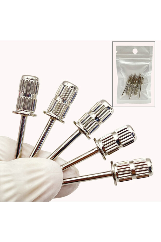 5Pcs-Silver 5/10Pcs Silver/Gold/Rainbow Mandrel Nail Drill Bit Set Sanding Bit for Nail Drill 3/32“