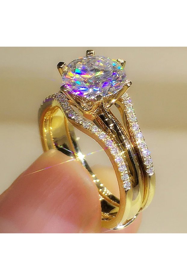 8 T1018 Huitan Unique Rose Gold Color Rings for Women Classic 6 Claws Designed Cubic Zirconia Rings