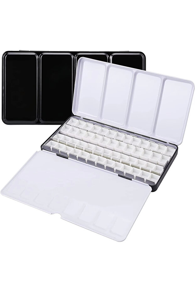 with 52 Half Pans Empty Metal Watercolor Palette Tin Box Palette Paint Case with 52 Half Pans Fold-O