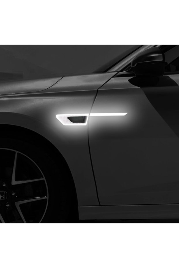 WHITE 2PCS Car Body Reflective Stickers Side Safety Warning Door Protection Stickers Anti-scratch an