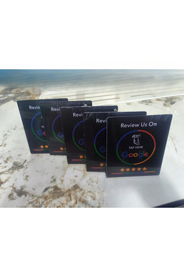 بطاقة مراجعة جوجل قابلة للبرمجة باللون الأسود، 5 قطع، تردد 13.56 ميجاهرتز، محطة NFC للطاولة، شاشة عرض مراجعات جوجل NFC