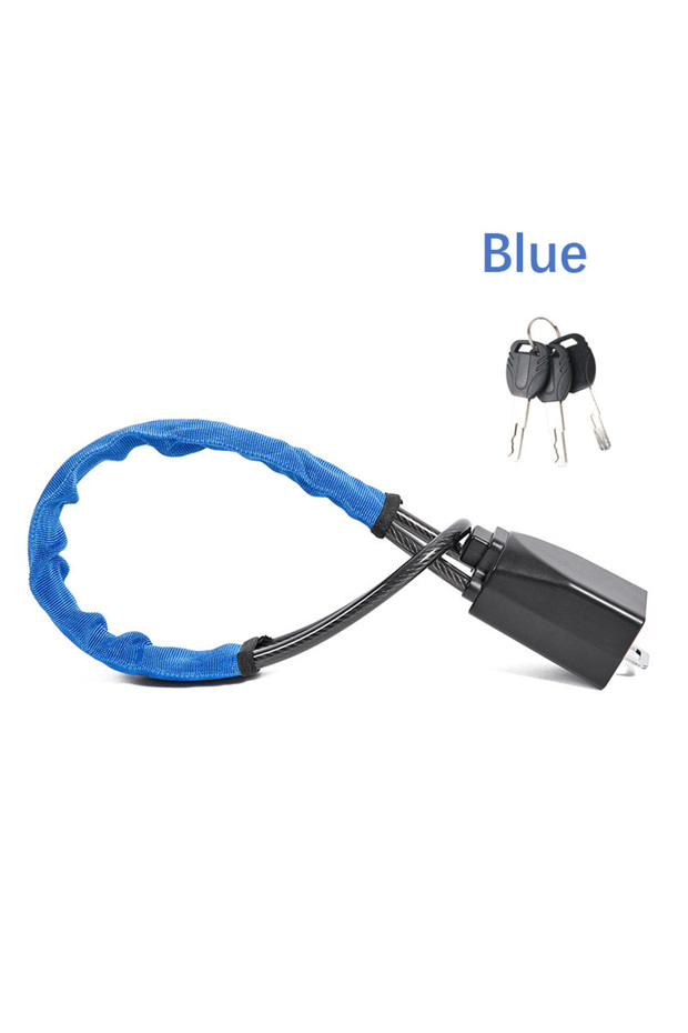Blue Universal anti-theft device for car steering wheel lock, safety belt buckle lock, steel cable l