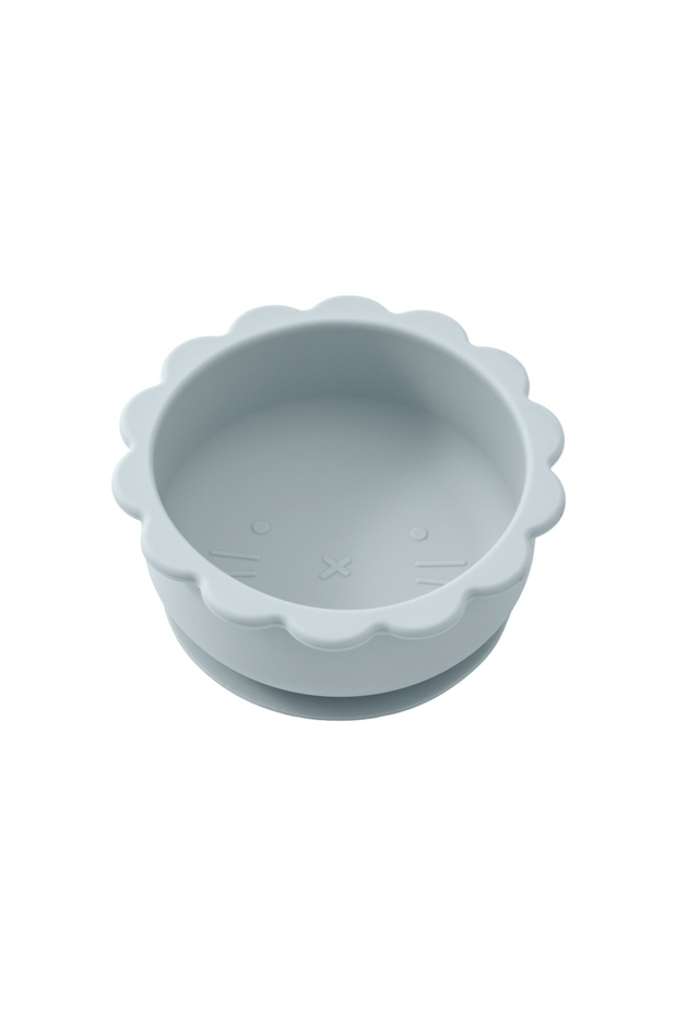 grey blue 1PC Baby Silicone Bowl Cute Cartoon Lion Shape Baby Tableware Solid Color Baby Food Storag