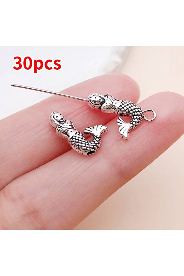 15983-30pcs 30pcs/lot Alloy Ancient Silvery Ocean Series Interval Beads Making DIY Keychain Earrings