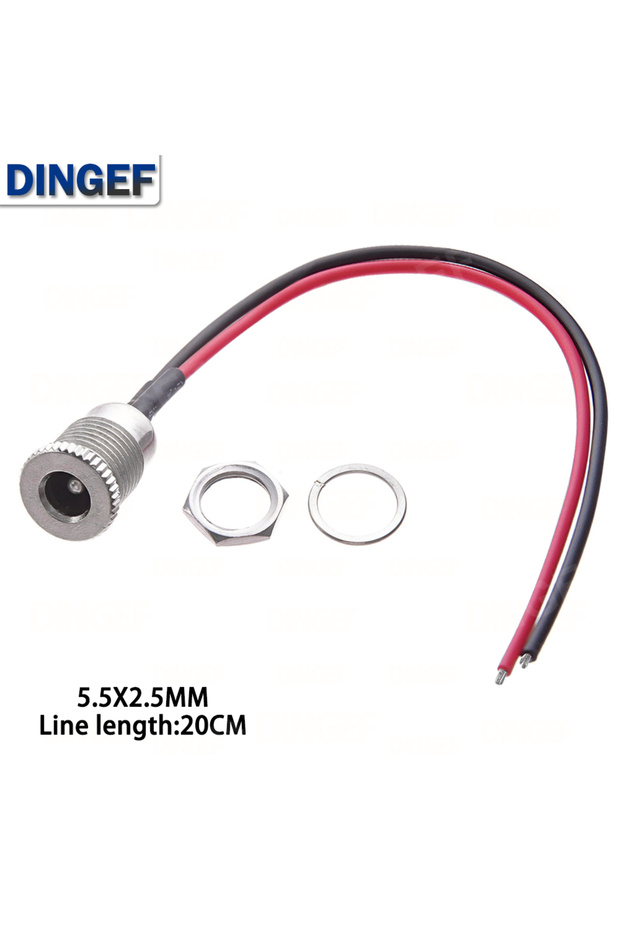 20CM 5.5X2.5 Female 1PCS DC099 5.5*2.1 5.5 *2.5 DC Power Socket Threaded Female Connector Adapter Wi