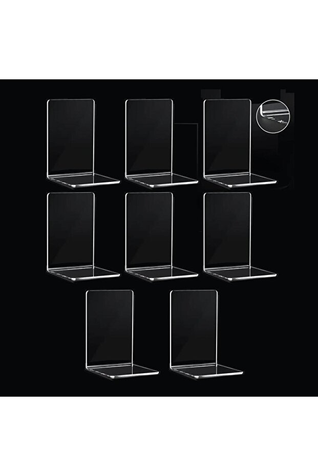 8pc Clear 8 Pieces Bookends,Clear Bookends for Shelves,Heavy Duty Book Ends andDesktop Organizer,Boo