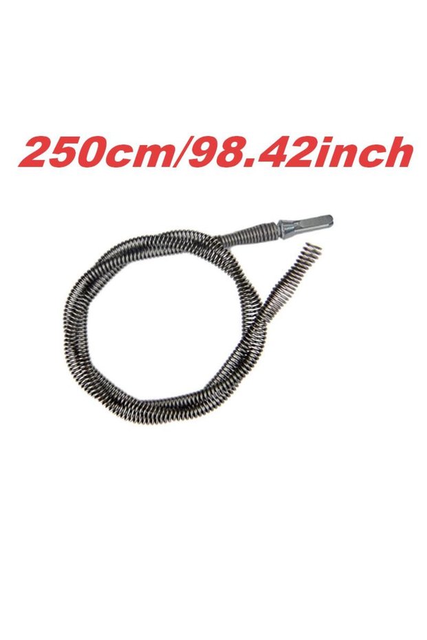 1Pc 250cm 98.42Inch 1-5 Meter Spring Pipe Sewer Unblocker Pipe Dredging Tool Sewer Sink Basin Pipeli