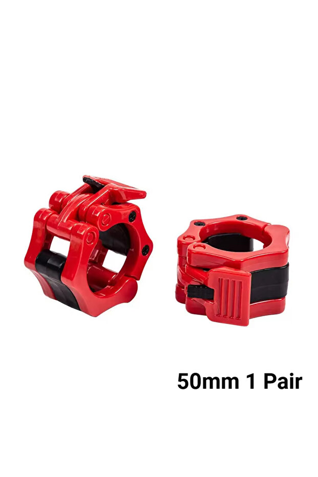 50mm red pair 1Pair Safety Dumbbell Snap Quick Release Fix 25/50mm Barbell Clamps Weightlifting Bar