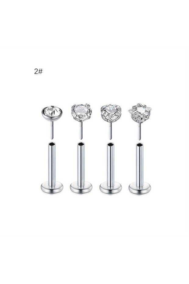 Straight Barbell body 20G 0.8x6mm Labret, Lip Piercing Jewelry 2 4pcs Nose Stud Threadless Nose Stud