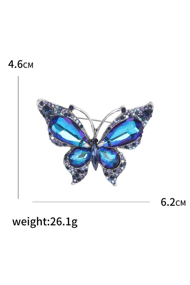Blue3638 Rhinestone Butterfly Pin for Women Butterflies Brooches Insect Lapel Pin Banquet Party Back