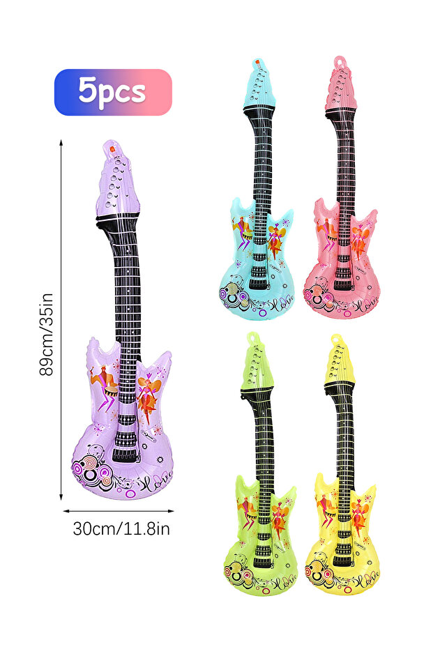 Other mix 1pc/5pcs Rock Guitar Shaped Foil Balloons, Suitable for Disco Parties, Birthdays, Music Th
