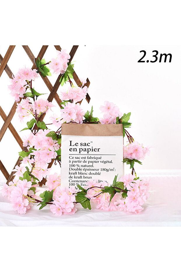 1pcs light pink 230cm Artificial Sakura Flowers Vine Wedding Garden Arch Home Party Decoration Chris