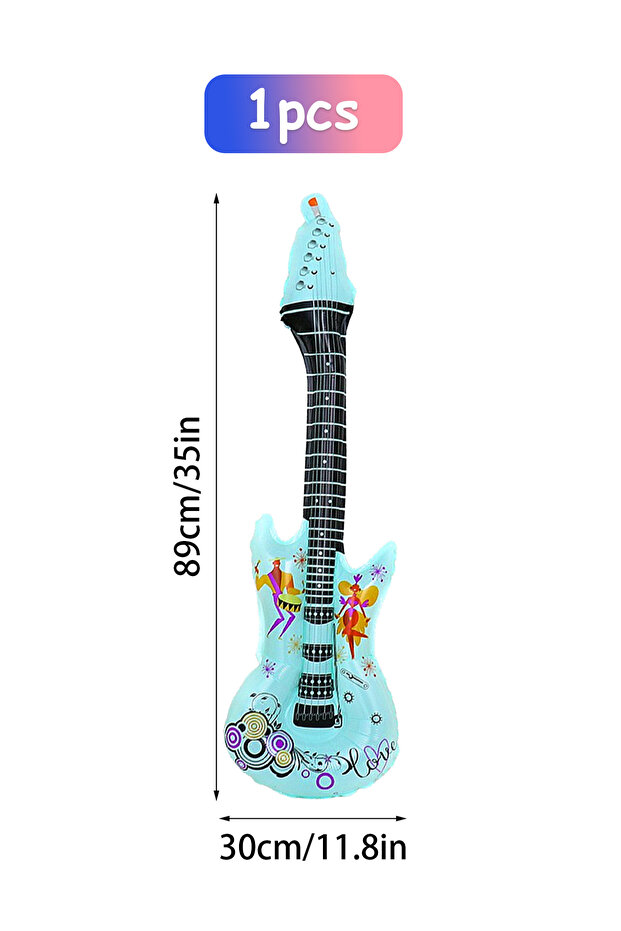 Other blue 1pc/5pcs Rock Guitar Shaped Foil Balloons, Suitable for Disco Parties, Birthdays, Music T