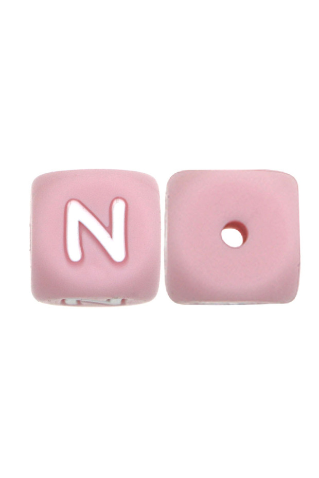 20pcs N 20pcs/Lot Pink 12mm Square Silicone Letter Beads For Jewelry Making DIY Bracelet Necklace Ea