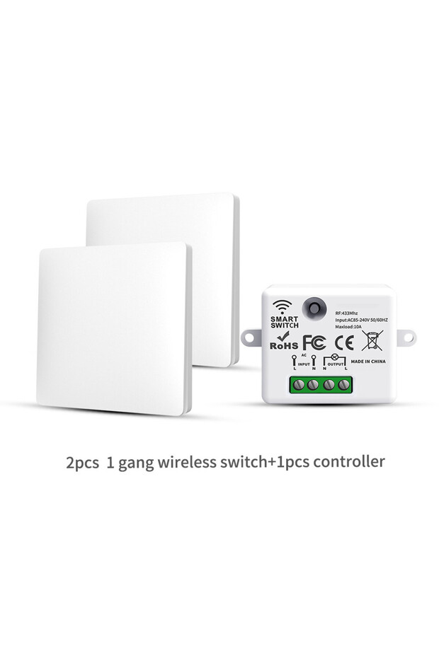مفتاح لاسلكي ذكي LVGEMSS بتردد RF433 يعمل بالطاقة الذاتية مع لوحة تحكم جدارية بزر ضغط، 110-250 فولت، 2x1Gang-1Receiver