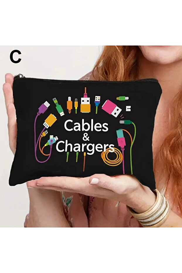 C Fun Theme Classification Storage Bag Meds/snacks/data Cable Portable Zipper Bag Personalized Funn.