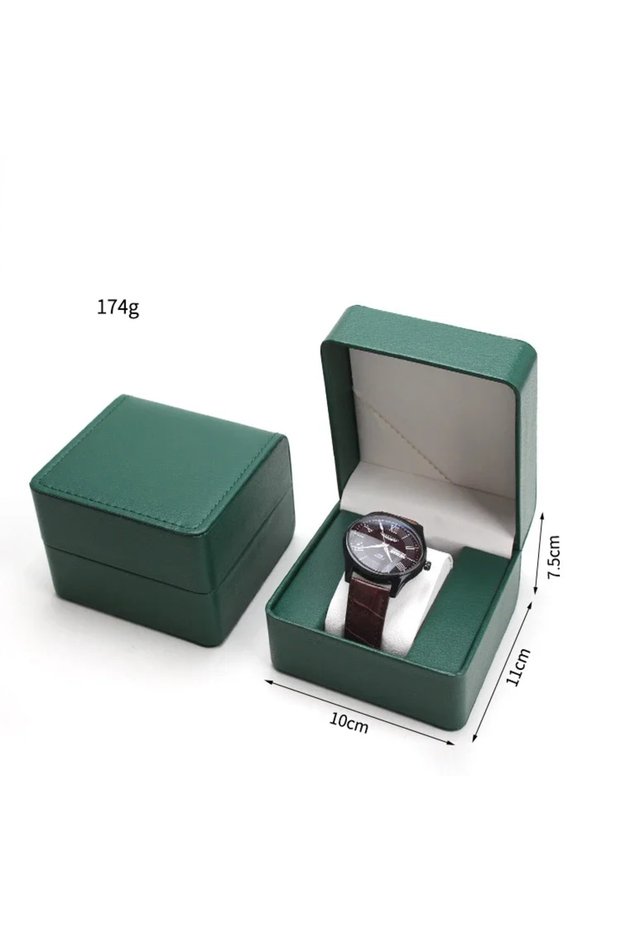 Green Watch Storage Box PU Single Watch Display Case Wristwatch Watch Holder Travel Jewelry Watch Or
