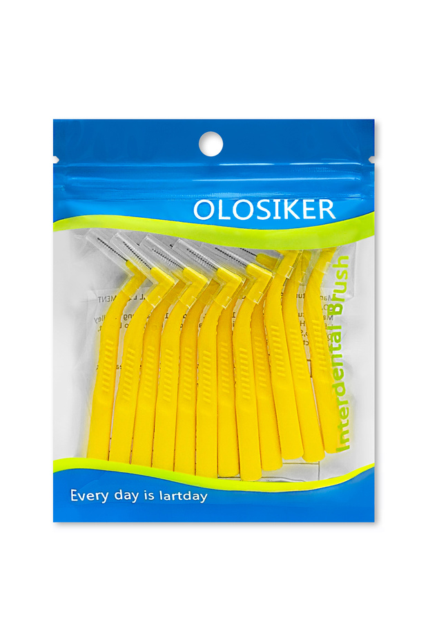 1.0-1.2mm(S) Yellow 12 interdental brushes L-shaped oblique angles form human cleaning interdental b