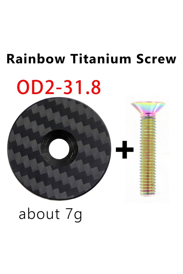 31.8 Gold Ti Bicycle Headset Top Carbon Fiber Cap W/ M6*30mm Titanium Screw for 1-1/8" 1-1/4" Front
