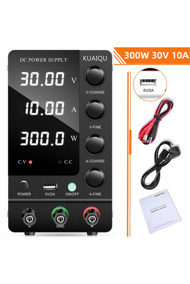 220V EU Plug Black 30V10A C3010 KUAIQU DC Laboratory Power Supply 30V 60V 120V Adjustable Voltage Re
