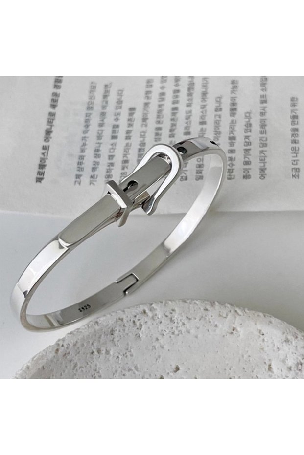 Bracelet Foxanry Silver Color Belt Geometric Bracelet For Women Couples Trendy Vintage Creative Desi