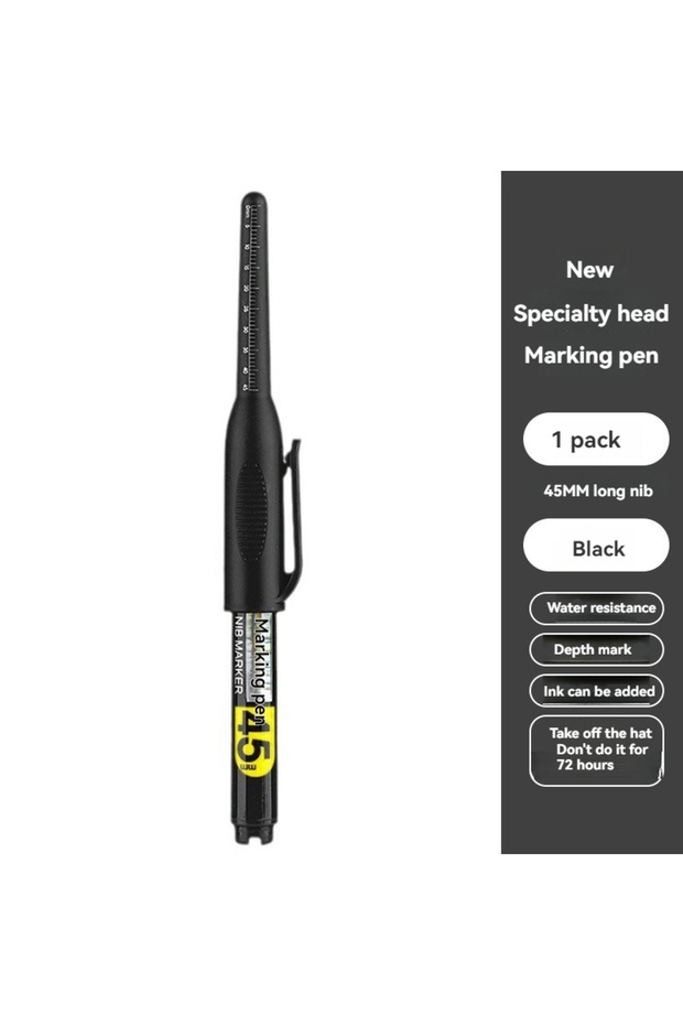 1pcs black pen 45mm Waterproof Deep Hole Marker Pens Long Nib Head Carpenter Pen White/Black/Blue In
