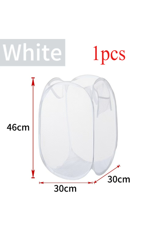 White-1pcs Household Dirty Clothes Basket Foldable Storage Basket University Dormitory Living Room S