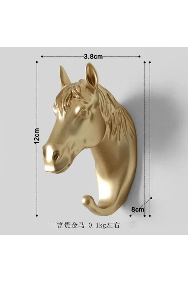Horse-gold Stylish Animal Head Wall Hooks Coat Rack For Hats Decor Elk Horse Elephant Giraffe Bathro