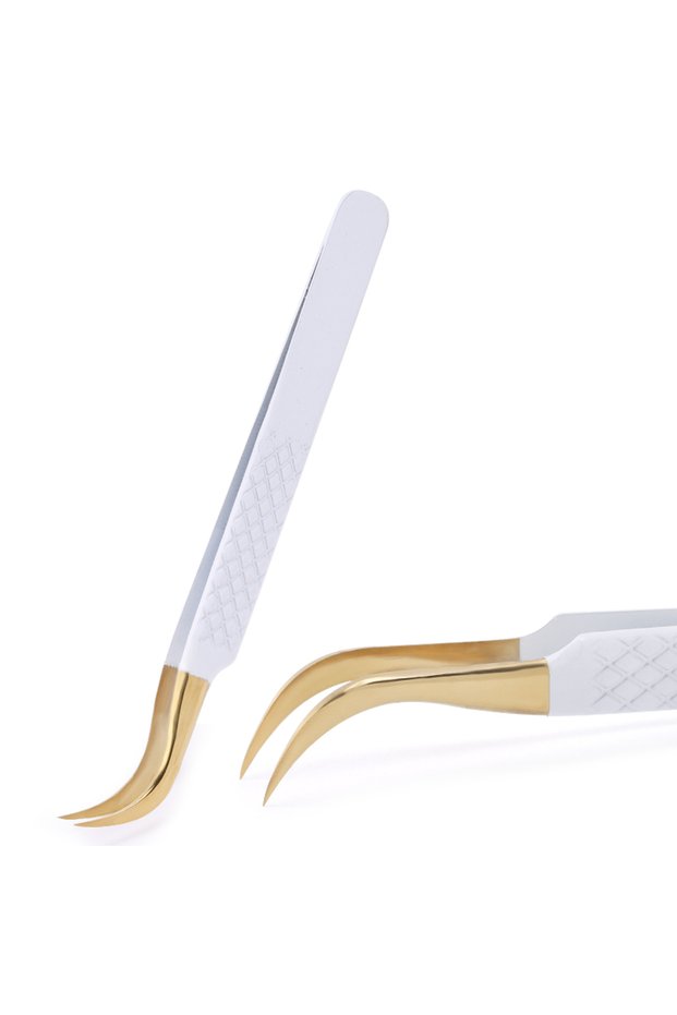 3 Stainless Steel White-gold Tweezers For Eyelash Extension Anti-Static Eyebrow Eyelashes High Preci