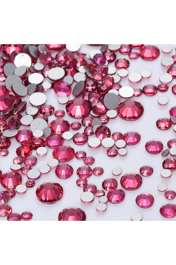 Rose 1440Pcs Mix Size Round Glass Flatback Rhinestone Glitter Yellow Glue On Stones Red Non Hot Fix