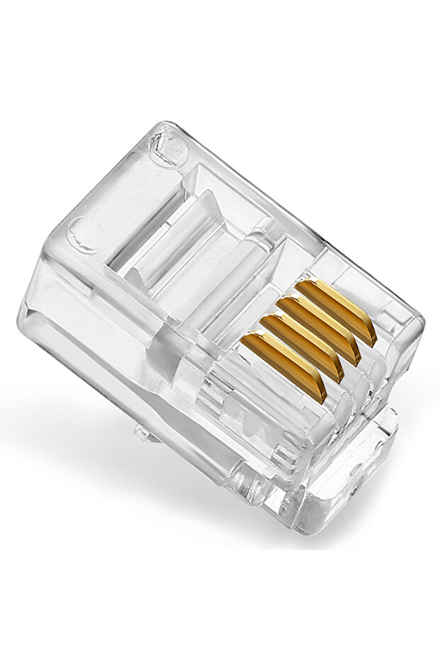 50pcs 4P4C RJ9 4P4C RJ9 Telephone Handset Connector 4-Core Audio Connector 4-wire Plug Gold-Plated C