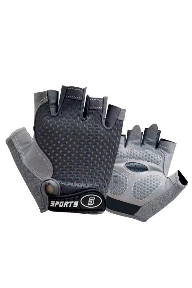 L Gray Spring and Summer Breathable Children's Half Finger Cycling Gloves Outdoor Sports Anti Slip a