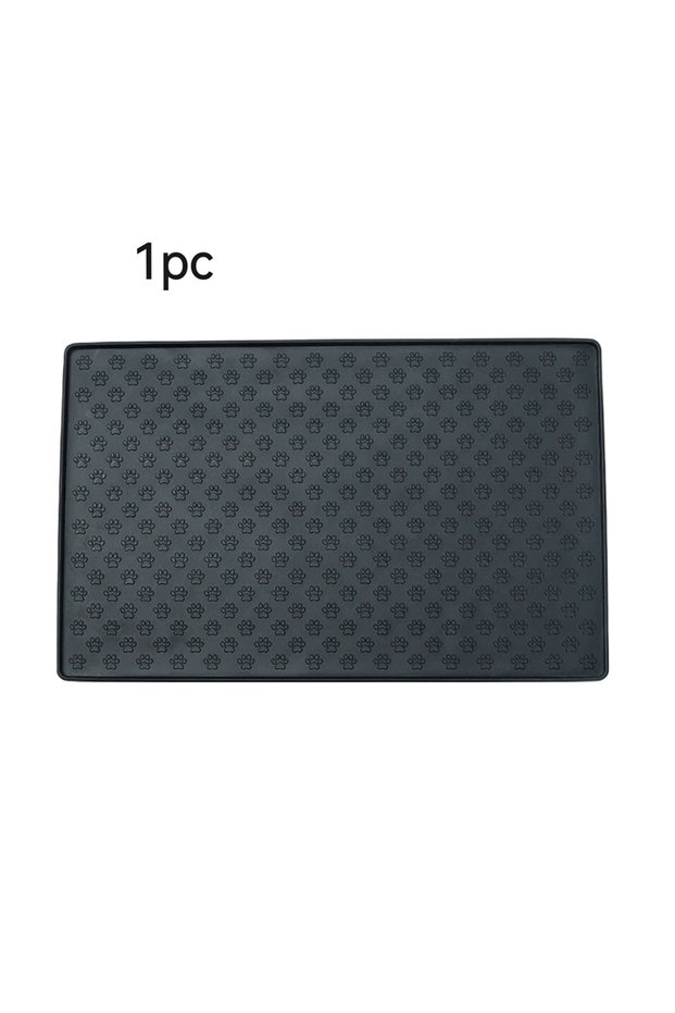 black 60*40cm Silicone pet feeding mat, cat and dog food mat with overflow protection floor, cat and