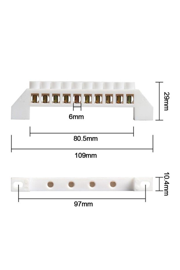 10 Holes Bridge Type Zero Line Ground Bar Grounding Copper Bar Distribution Box to Zero Terminal Blo