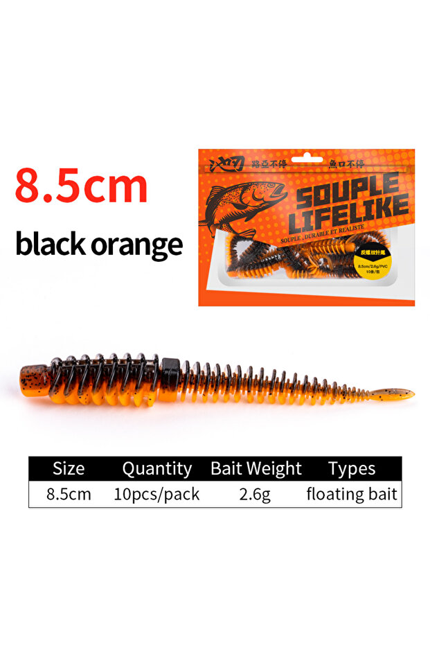 85mm Orange(10PCS) LINNHUE 10pcs/Pack Floating Fishing Needletail Baits 75mm 85mm Worm Soft Lures Re