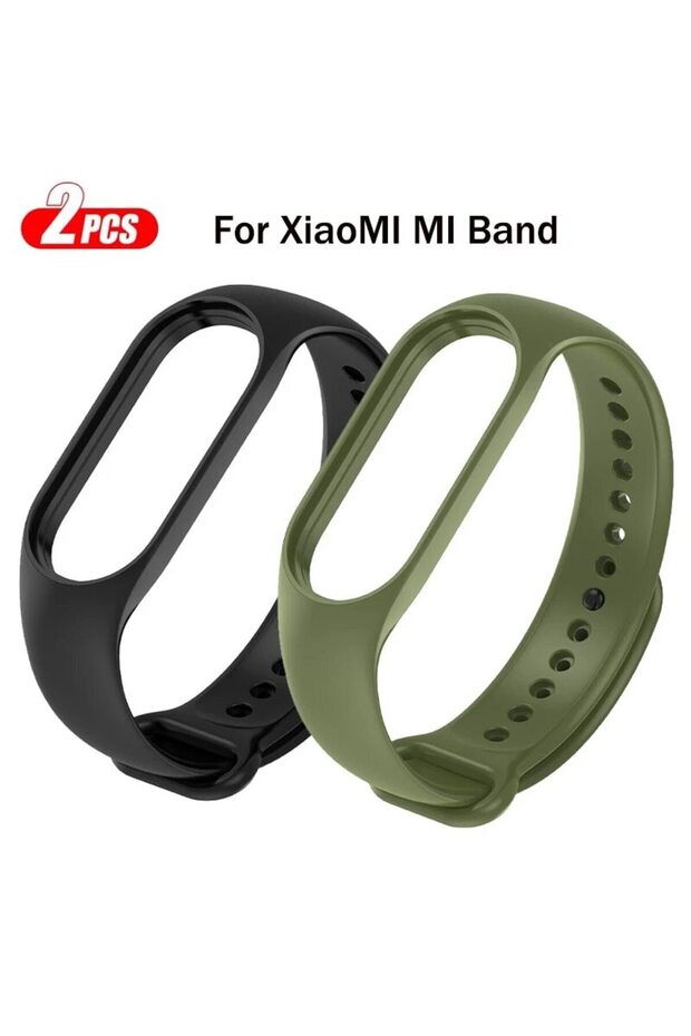 Mi Band 5 6 7 black and green 2Pcs Watchband For Mi Band 7 6 5 4 3 Bracelet Mi Band Strap Silicone