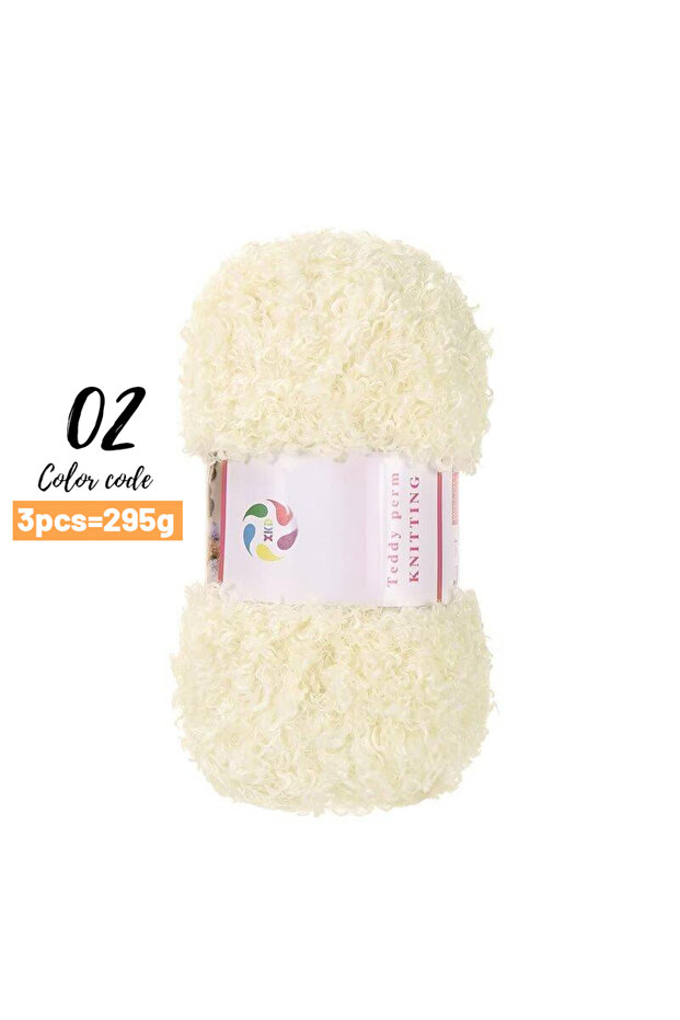 02 Milk White 295g Yarn That Imitates Teddy Fur, Faux Fur Yarn, Handmade Knitting DIY Materials for