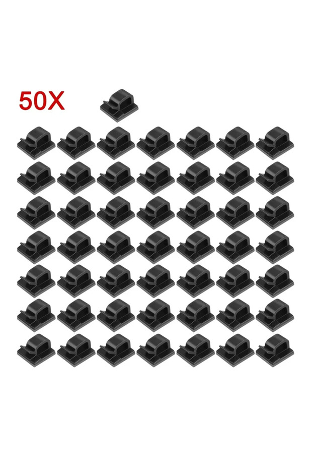 50 قطعة سوداء، 10-100 قطعة من مشابك السيليكون ذاتية اللصق لتنظيم كابلات شحن USB وخطوط البيانات على الحائط