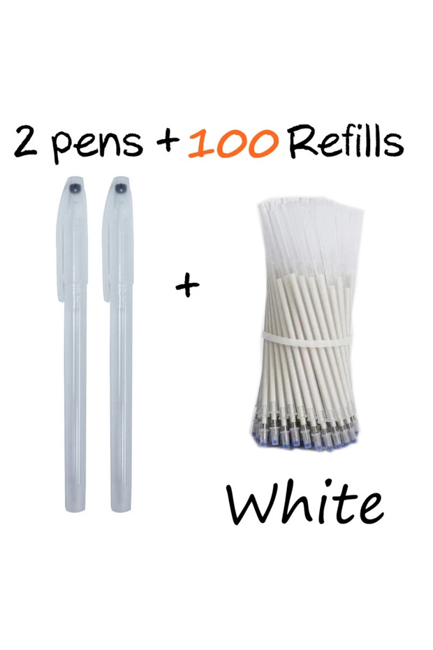 102Pcs White set 102Pcs/Set High Temperature Disappearing Erasable Gel Pen Refill Textile Fabric Mar