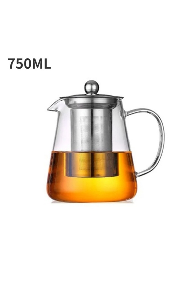 750ml Heat Resistant 1pc Glass Teapot with Stainless Steel Tea Strainer Infuser Flower Kettle Kung F