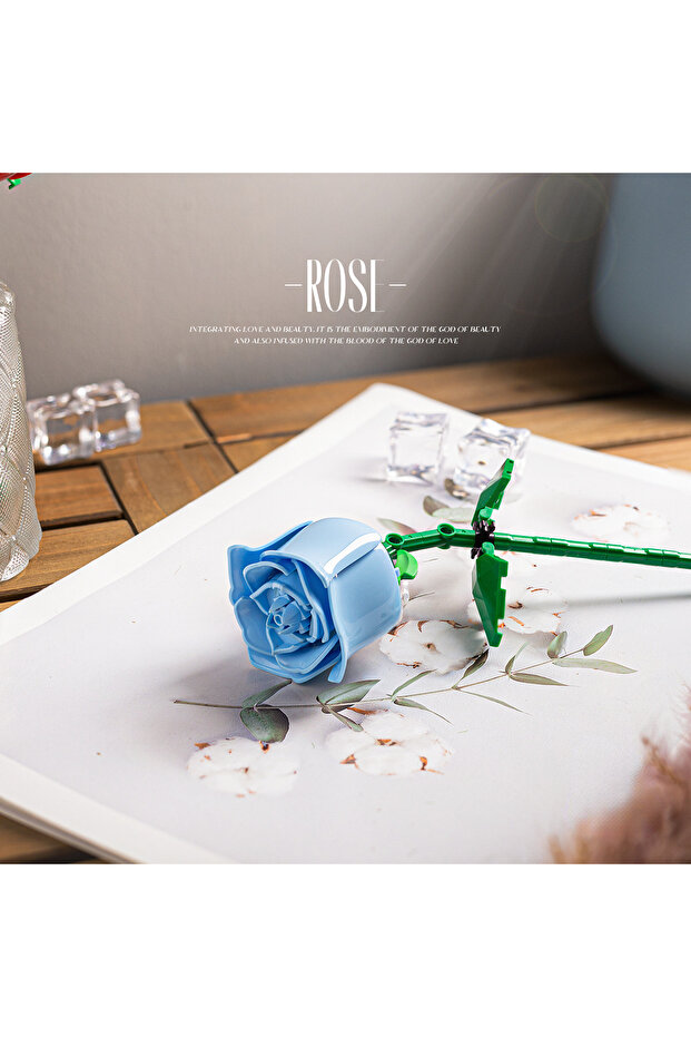 no box Romantic Rose Flower Bouquet Building Block Eternal Model Assembly Plastic Plant Brick Home D