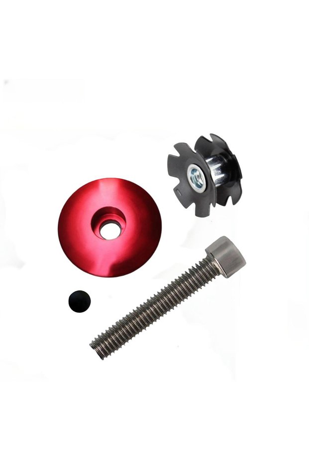 Red R ZHIQU Bike Headset Stem Top Cap Cover with Screw, Headset Star Nut and Dust Cap,Fit for 1-1/8