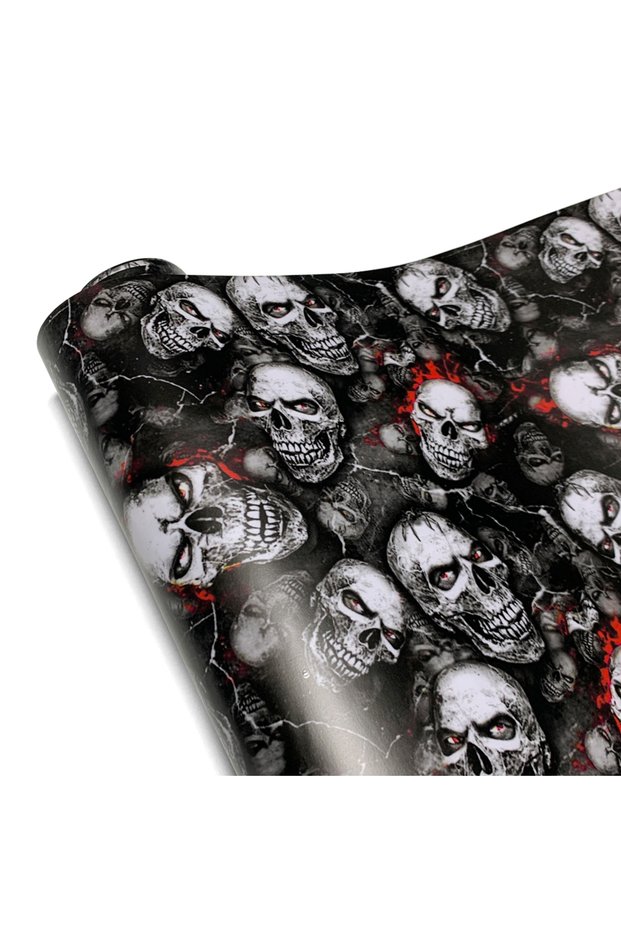 10cmx150cm Red-eye Skull Design Car Sticker Skull Cartoon Printed Adhesive Vinyl for Car Body Film C