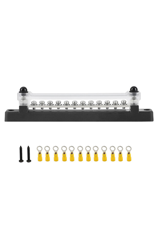 12 Terminal black 12V Power Distribution Block Bus Bar Marine Bus Bar,150 Amp Battery Terminal with