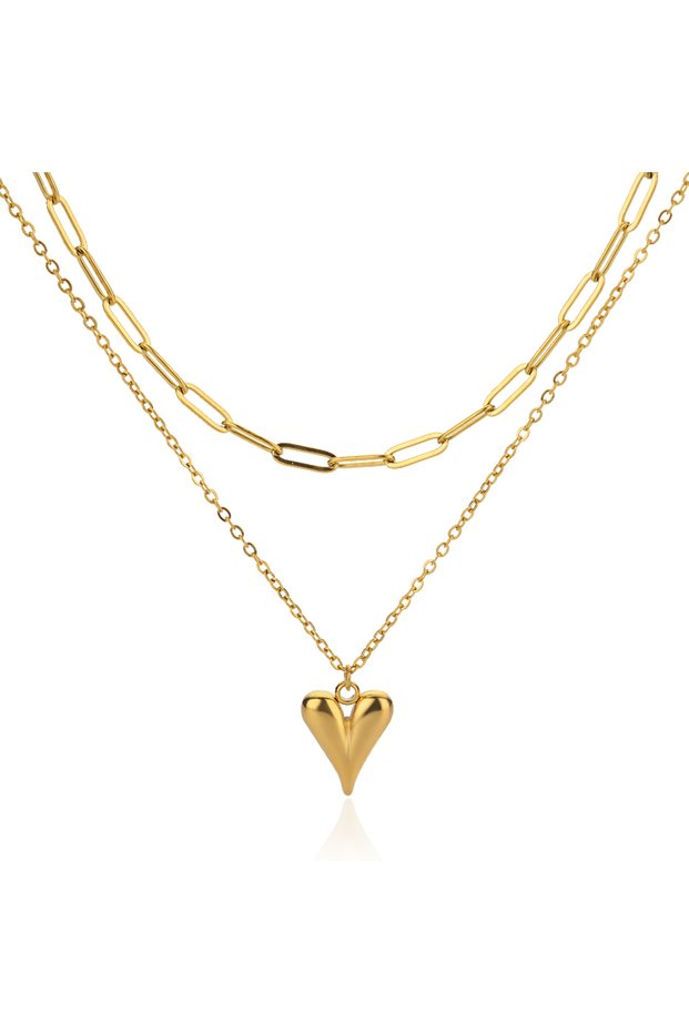 N05739G Heart Pendant Necklace for Women Girls 316L Stainless Steel Choker Necklaces Aesthetic Handm