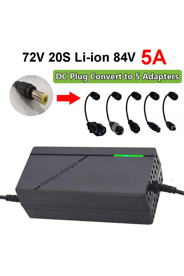 US Plug DC TO 5 Adapters 72V 5A Battery Charger For Lithium 20S 84V Lithium-ion Battery Pack Charger