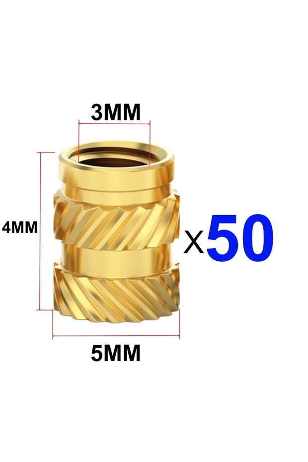 50 قطعة M3X4X5 أو 50/100 قطعة من صواميل التثبيت الحراري M3 M4 M5، صواميل نحاسية ملولبة ومخرّشة للطباعة ثلاثية الأبعاد