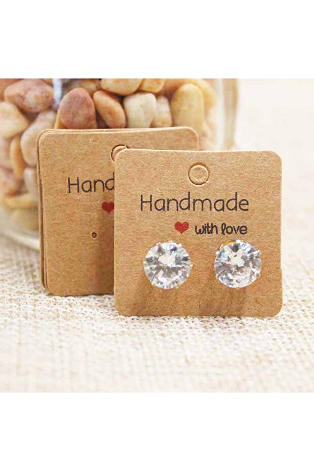 50card50plastic bag 3cmearring cardkraft 50pc Paper Earring Handmade Style Earring Card 5x5cm/3x3cm/
