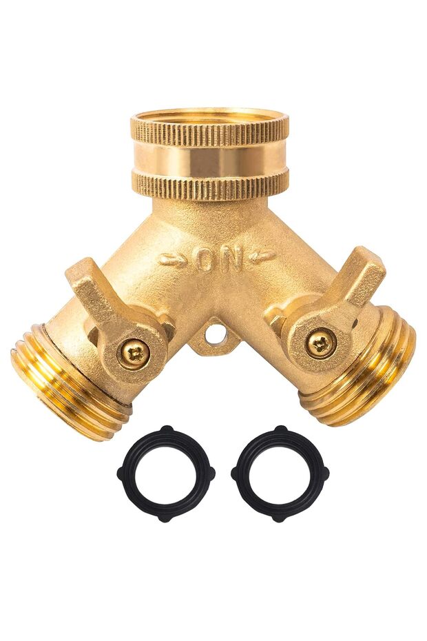 1pcs 3/4 Inch 2 Way Brass Garden Hose Splitter Y-Type Tap Watering Connector Distributor for Outdoor