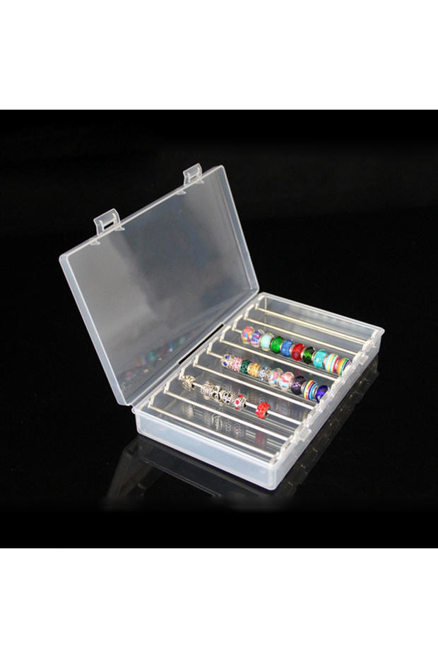 Pandora Box Clear L Acrylic Charms Beads Display Rod Tray Box fit Trollbeads Chamilia Troll Biagi Bo